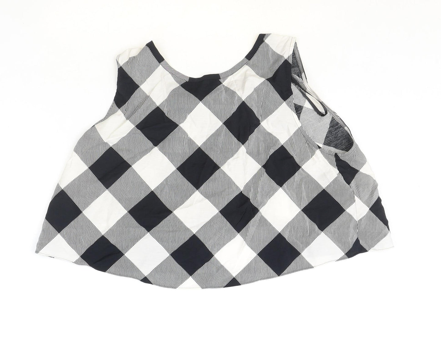 Marks and Spencer Womens Black Check Viscose Basic Tank Size 14 Scoop Neck