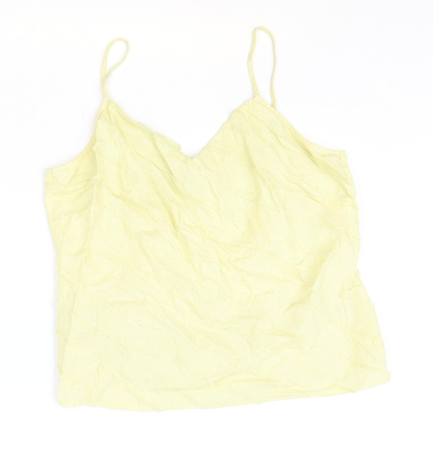 Marks and Spencer Womens Yellow Linen Camisole Tank Size 16 V-Neck
