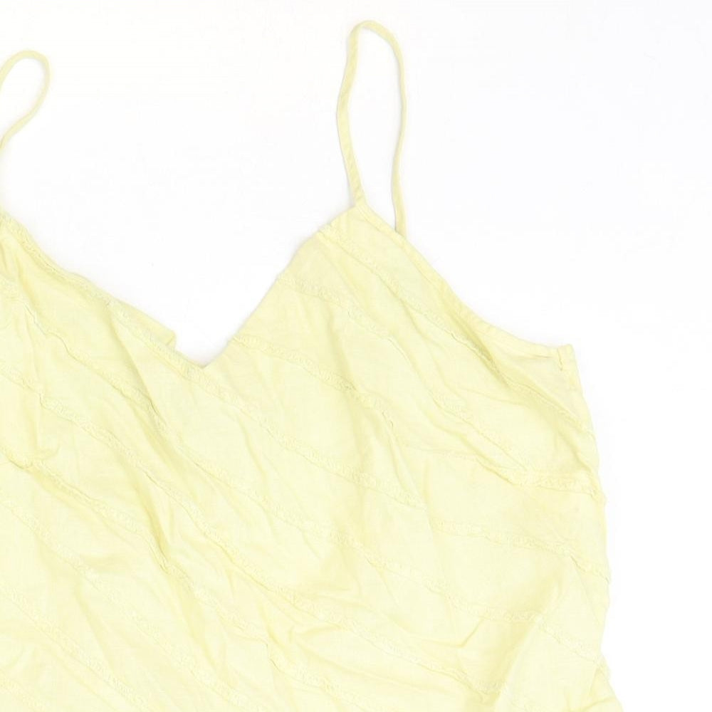 Marks and Spencer Womens Yellow Linen Camisole Tank Size 16 V-Neck