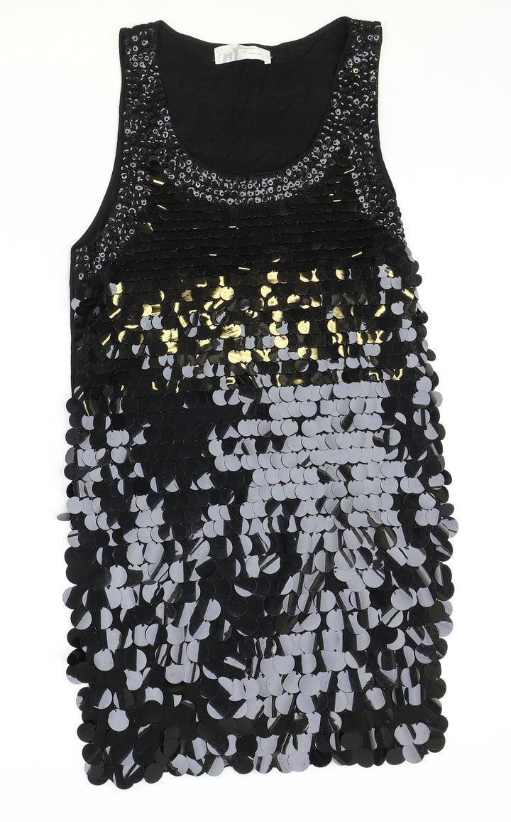 Internacionale Womens Black Polyester Shift Size 12 Scoop Neck Pullover