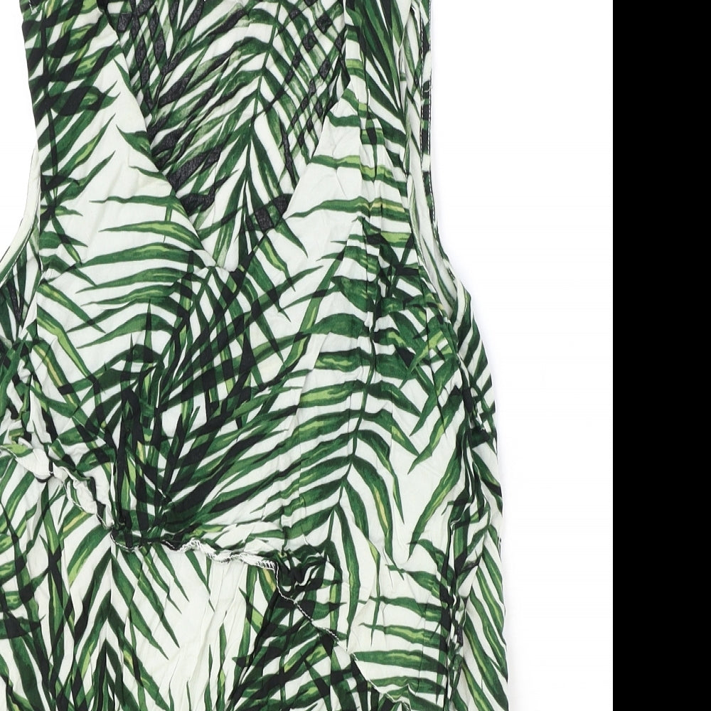 Apricot Womens Green Geometric Viscose Basic Tank Size 10 V-Neck