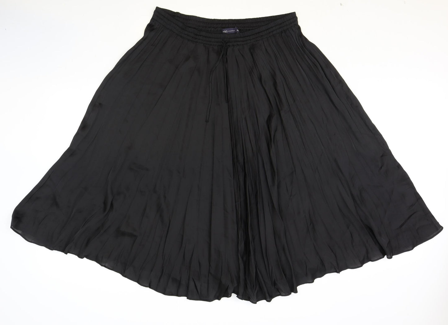Marks and Spencer Womens Black Polyester Pleated Skirt Size 18