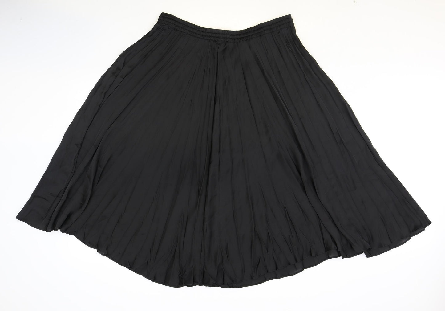 Marks and Spencer Womens Black Polyester Pleated Skirt Size 18