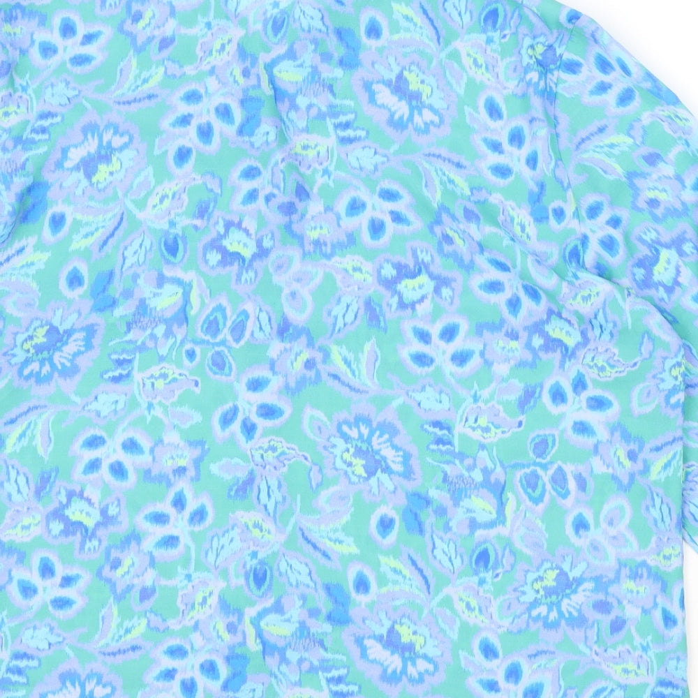 Cotswold Collection Womens Blue Geometric Polyester Basic Button-Up Size 18 Round Neck