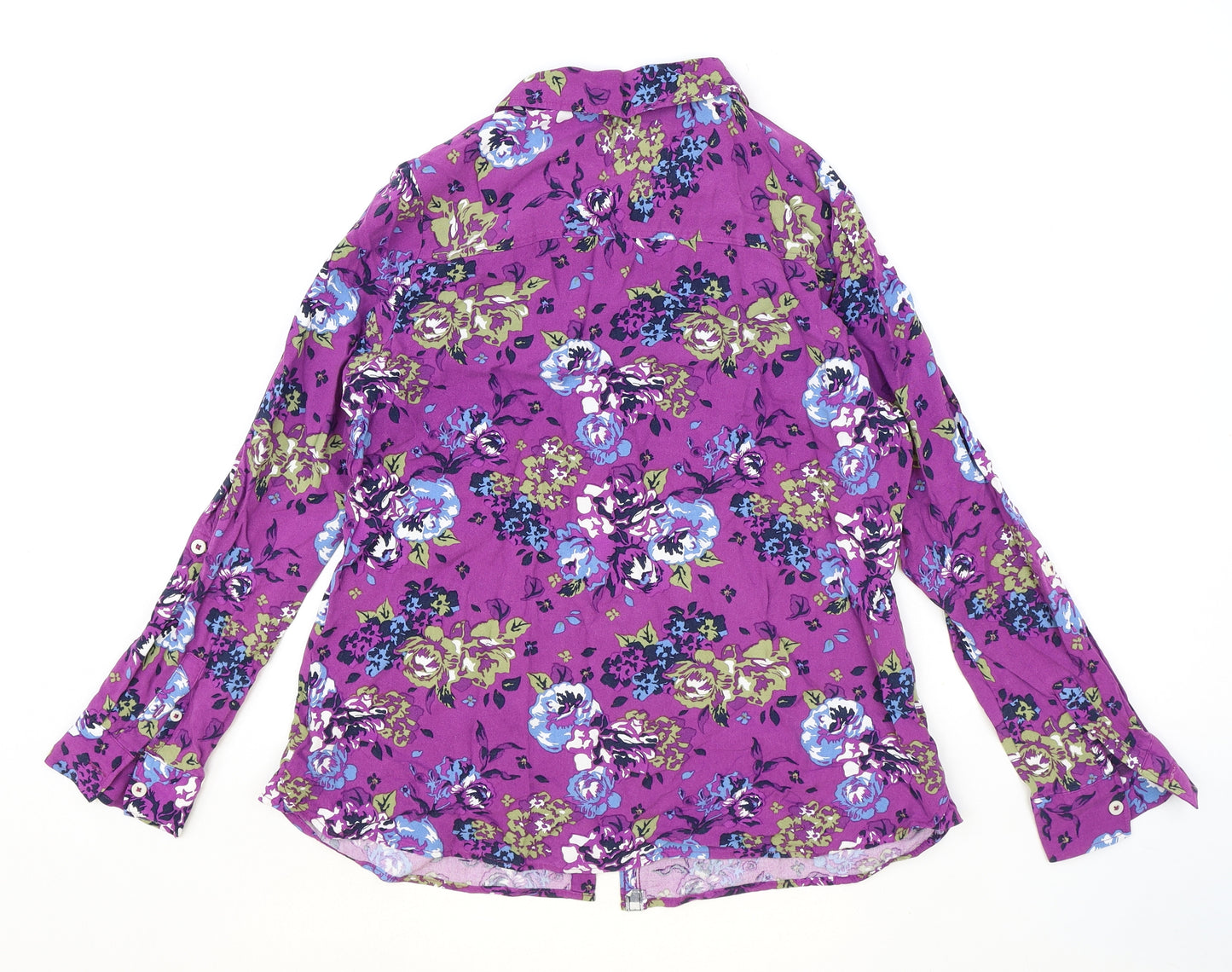 Country Club Womens Purple Geometric Viscose Basic Button-Up Size 14 Collared