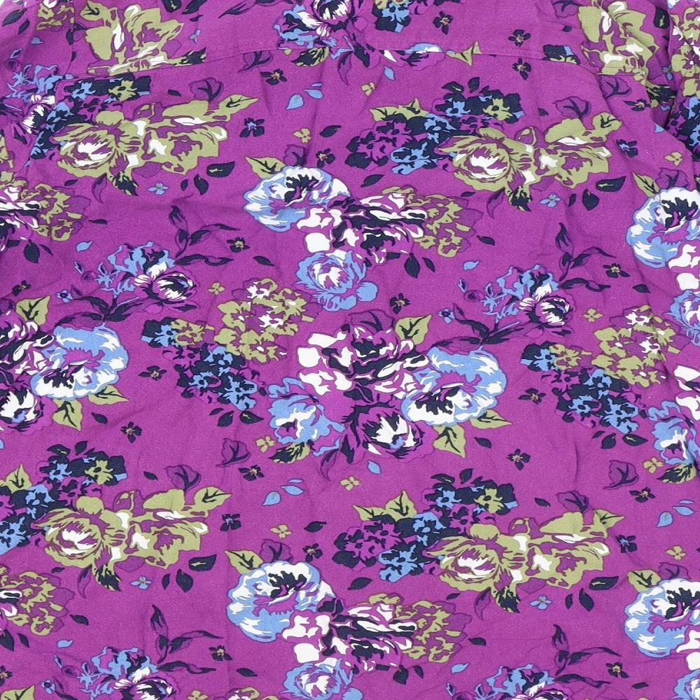 Country Club Womens Purple Geometric Viscose Basic Button-Up Size 14 Collared