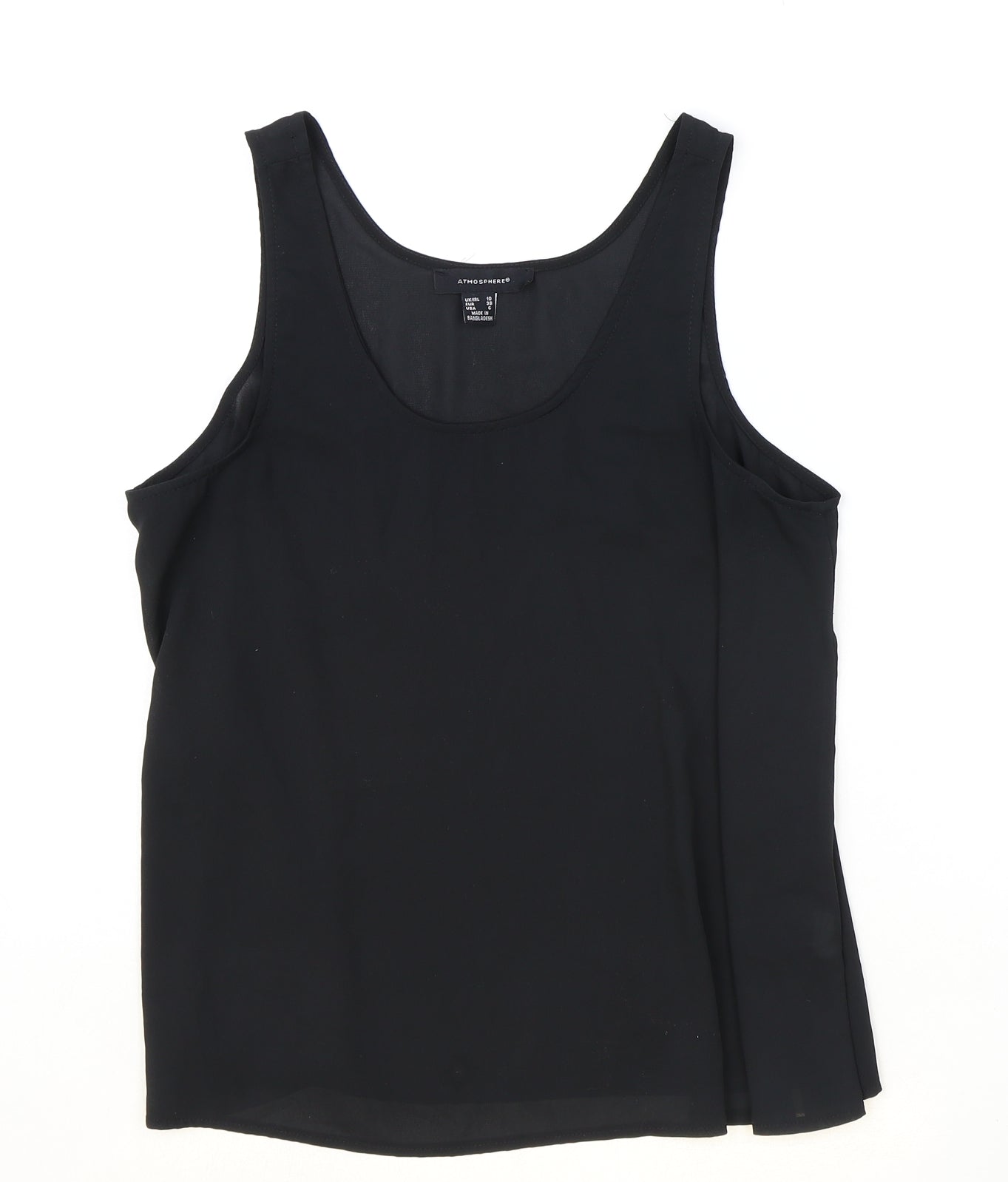Atmosphere Womens Black Polyester Basic Tank Size 10 Scoop Neck