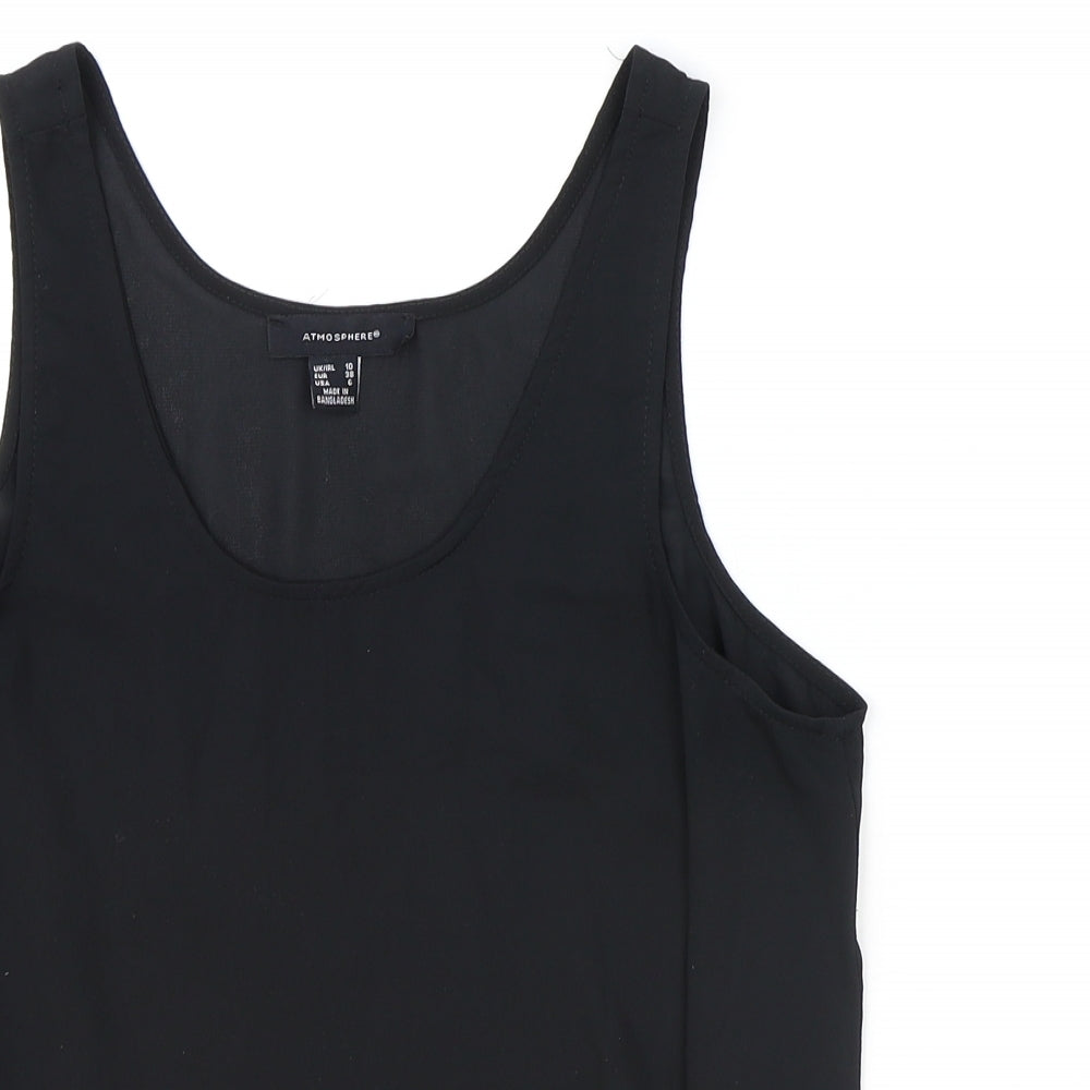 Atmosphere Womens Black Polyester Basic Tank Size 10 Scoop Neck