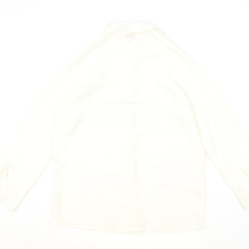 Kaleidoscope Womens Ivory Polyester Basic Button-Up Size 12 Collared