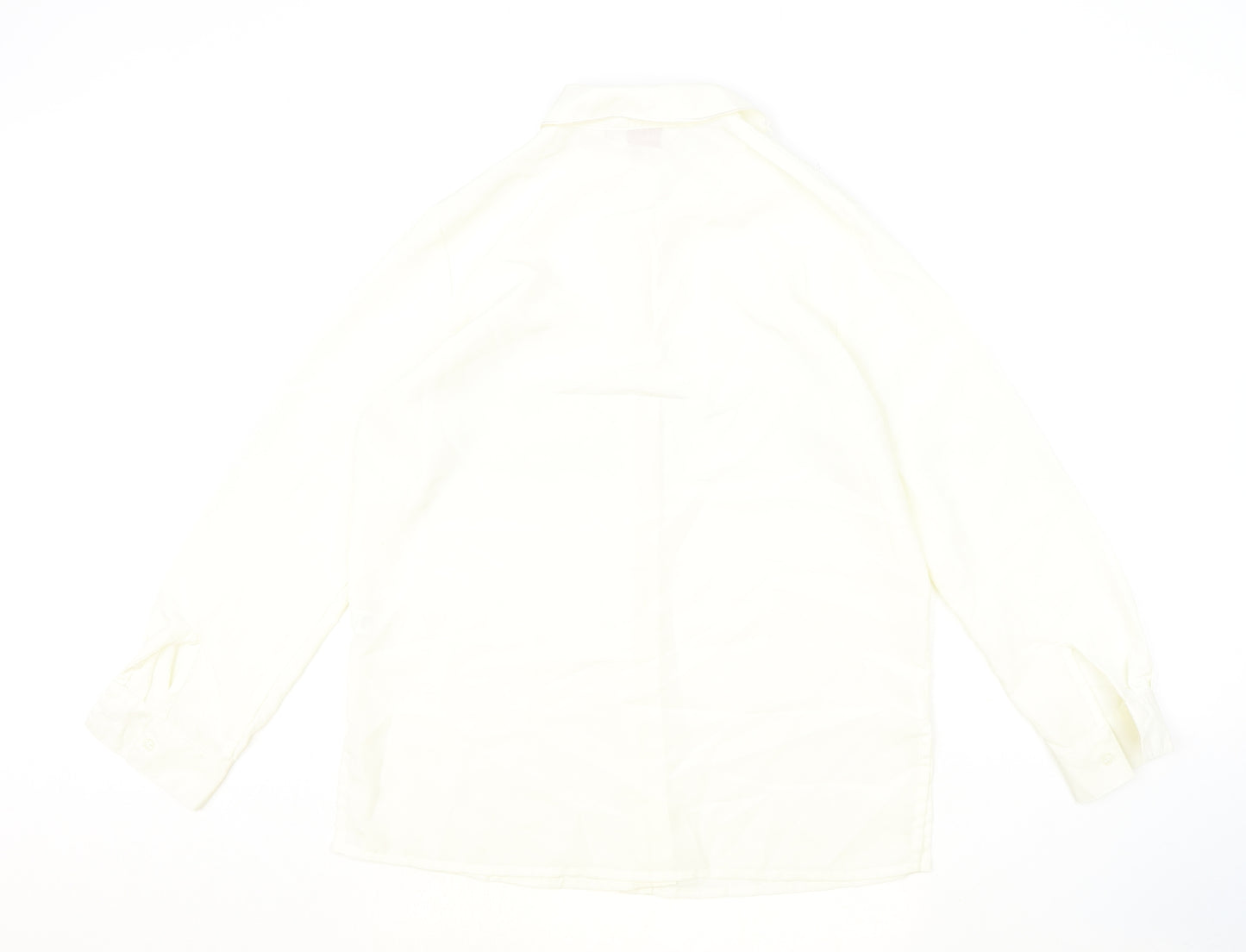 Kaleidoscope Womens Ivory Polyester Basic Button-Up Size 12 Collared