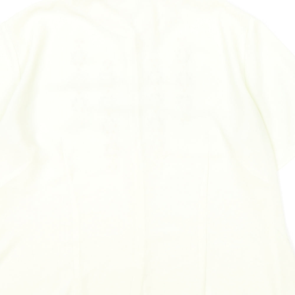 Marks and Spencer Womens Ivory Polyester Basic Button-Up Size 16 Collared