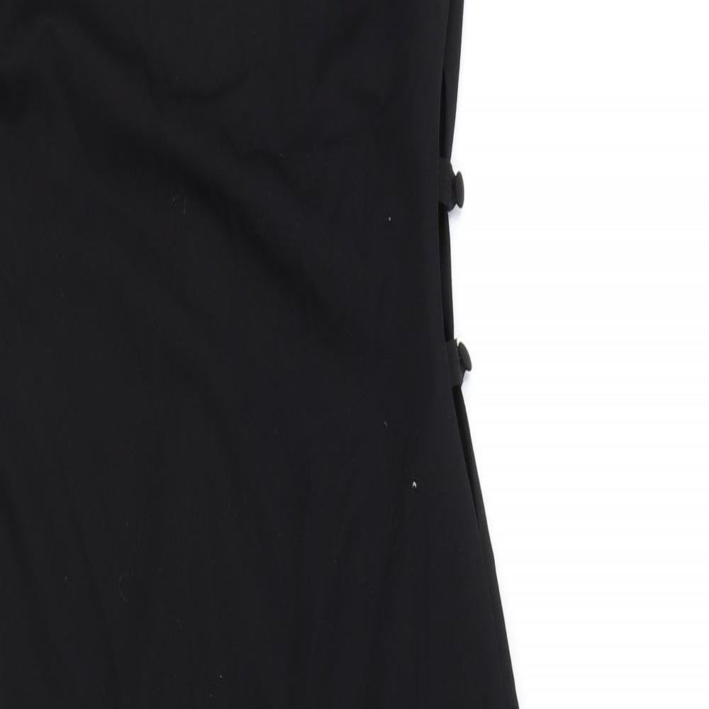 Zara Womens Black Polyester Maxi Size S Scoop Neck Zip - Cut Out Side Detail
