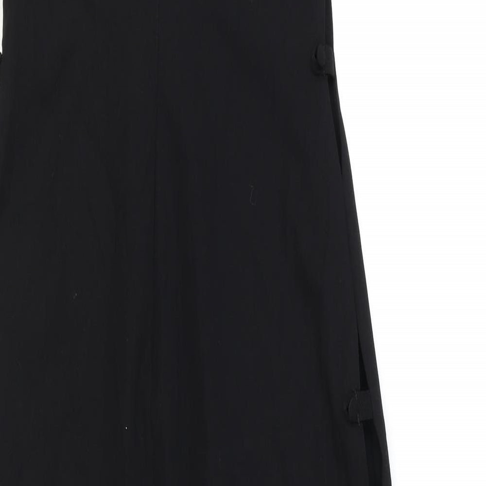 Zara Womens Black Polyester Maxi Size S Scoop Neck Zip - Cut Out Side Detail