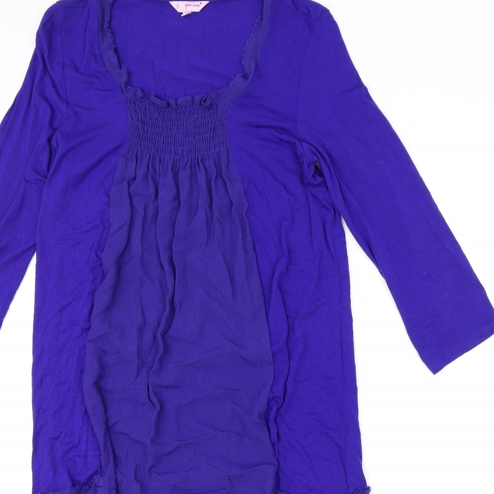 Marks and Spencer Womens Blue Viscose A-Line Size 12 Scoop Neck Pullover