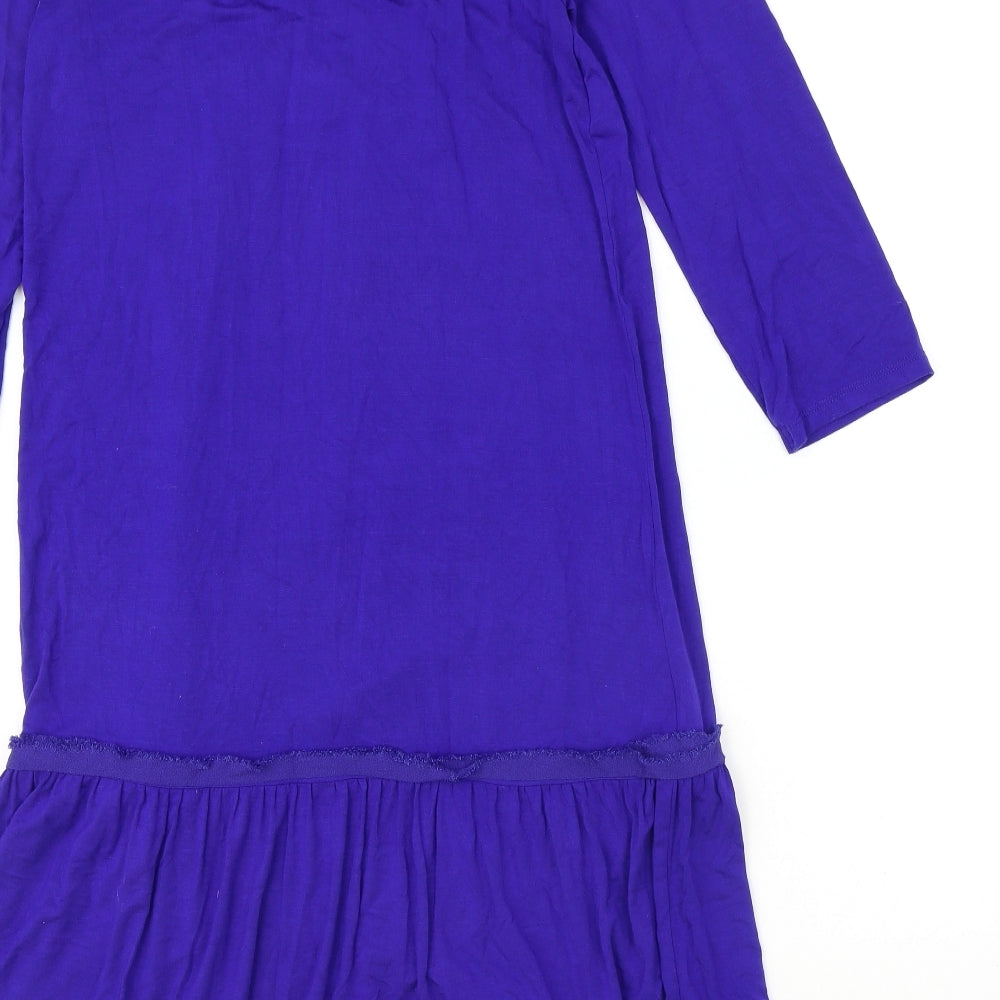 Marks and Spencer Womens Blue Viscose A-Line Size 12 Scoop Neck Pullover