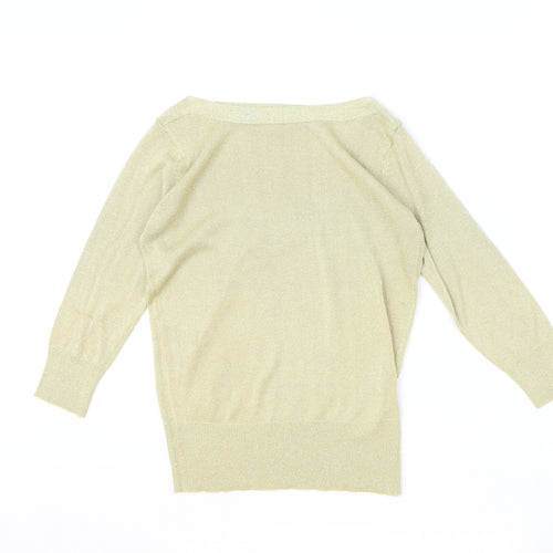 BHS Womens Gold Boat Neck Viscose Pullover Jumper Size 10