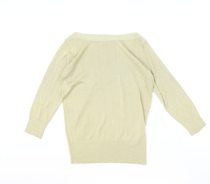BHS Womens Gold Boat Neck Viscose Pullover Jumper Size 10