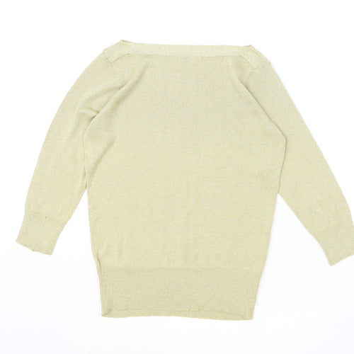 BHS Womens Gold Boat Neck Viscose Pullover Jumper Size 10
