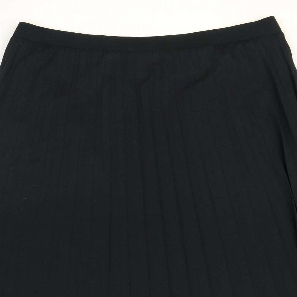 Marks and Spencer Womens Black Polyester Pleated Skirt Size 18