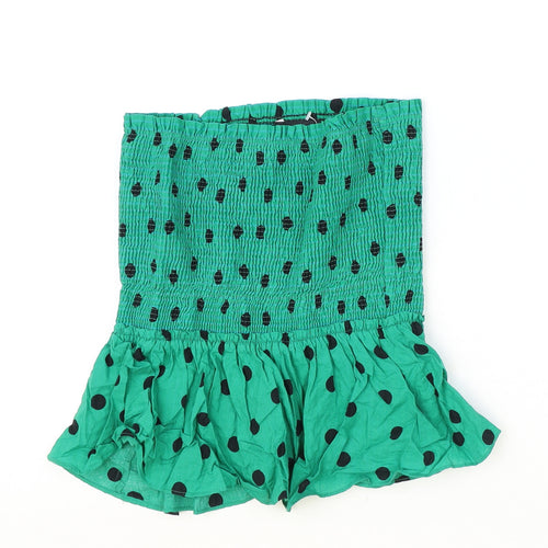 Zara Womens Green Polka Dot Viscose Basic Tank Size XS Off the Shoulder