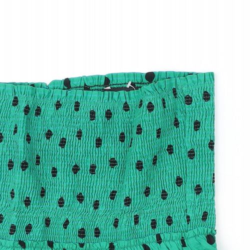 Zara Womens Green Polka Dot Viscose Basic Tank Size XS Off the Shoulder