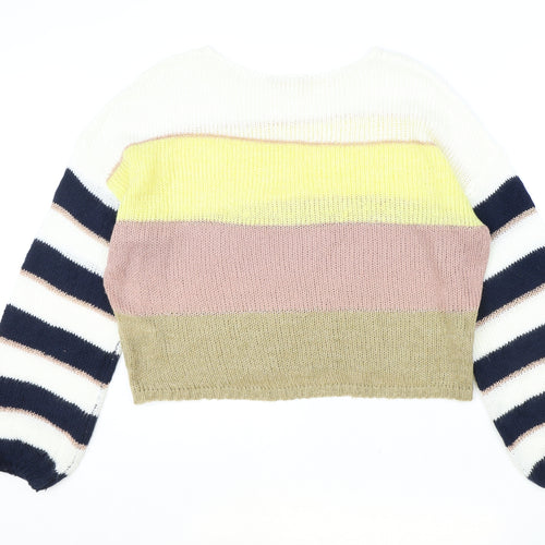 Villa Womens Multicoloured Round Neck Striped Acrylic Pullover Jumper Size S
