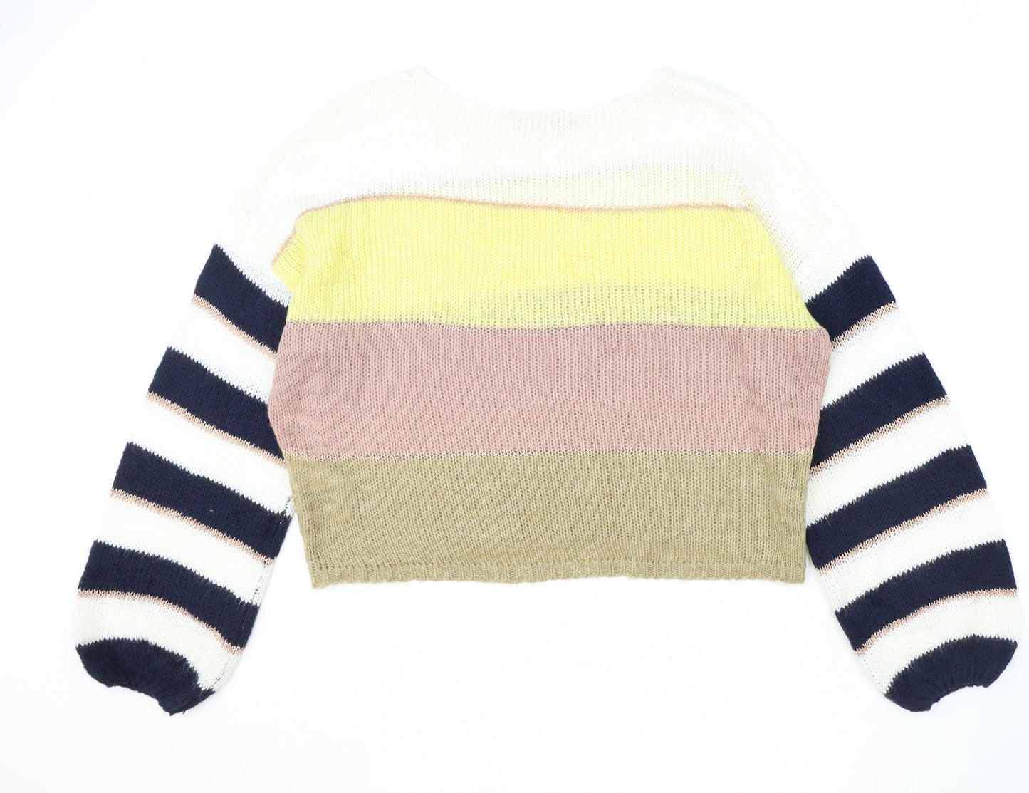 Villa Womens Multicoloured Round Neck Striped Acrylic Pullover Jumper Size S