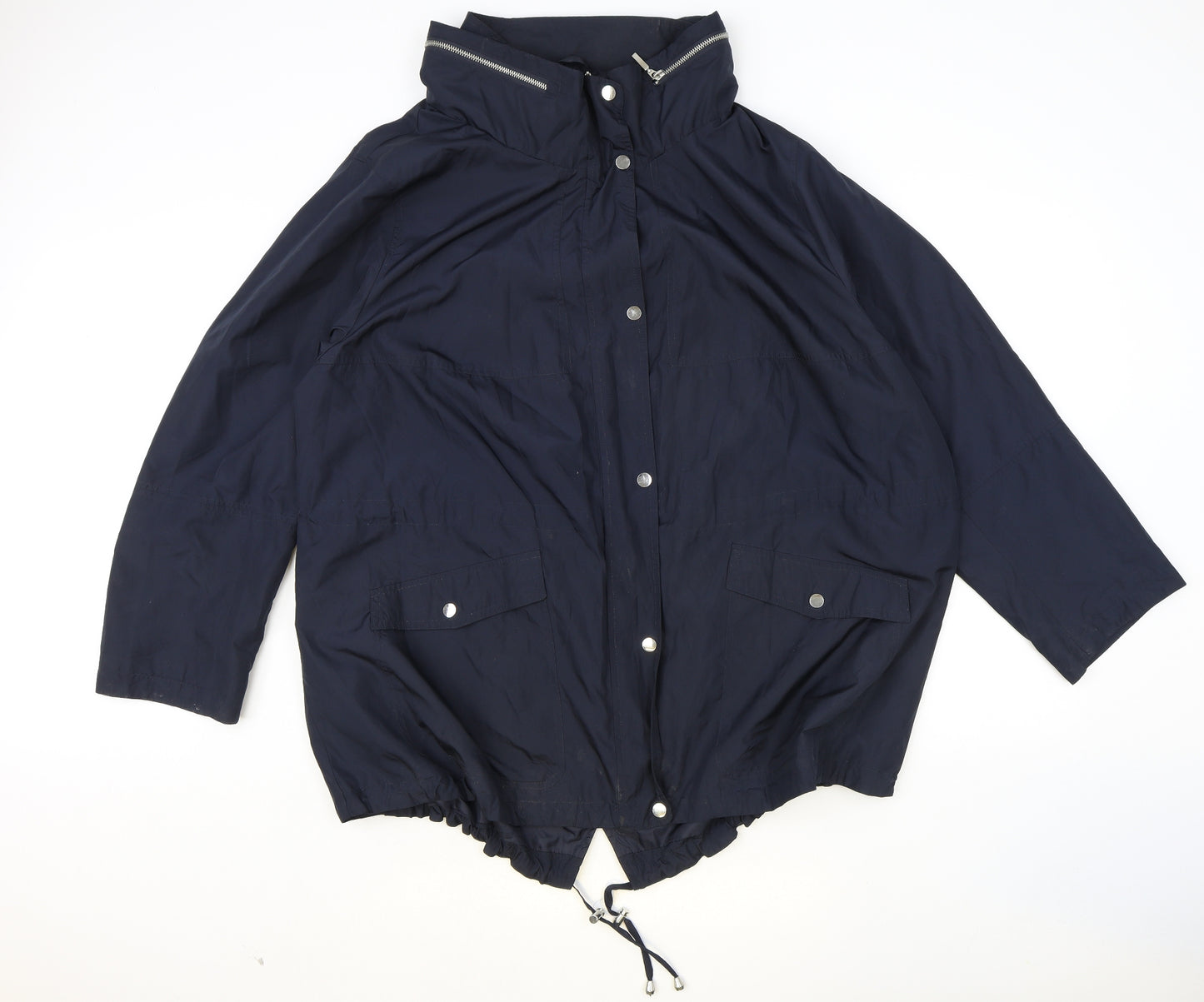 Preworn Womens Blue Anorak Coat Size 26 Zip - Size 26-28