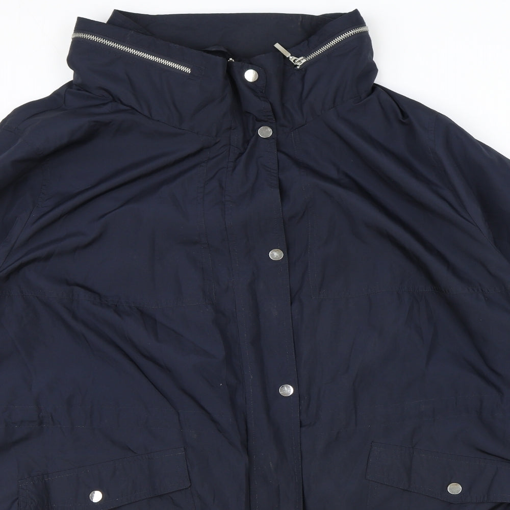 Preworn Womens Blue Anorak Coat Size 26 Zip - Size 26-28