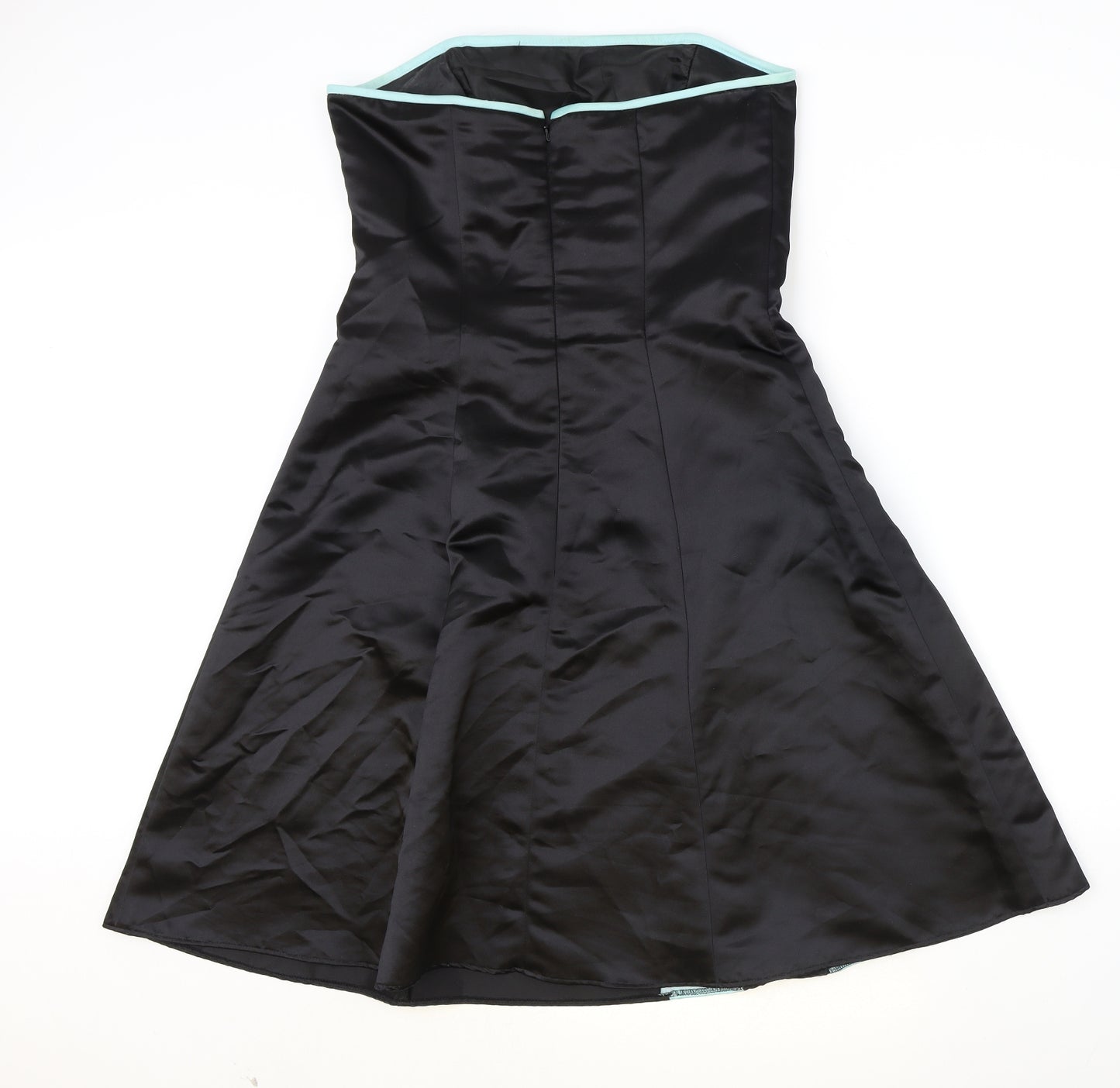 Jessica McClintock Womens Black Polyester Mini Size 12 Off the Shoulder Zip
