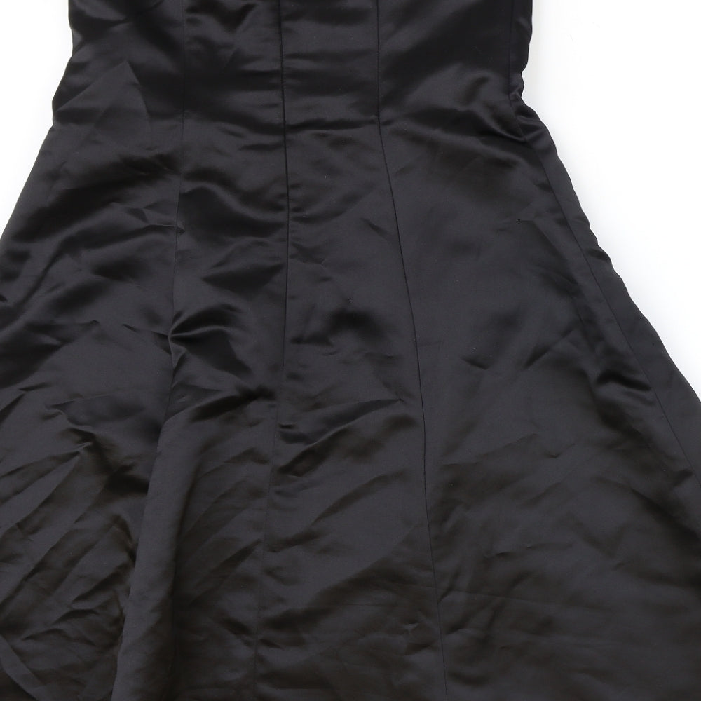 Jessica McClintock Womens Black Polyester Mini Size 12 Off the Shoulder Zip