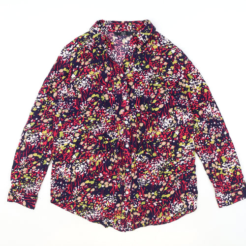 ISLE Womens Multicoloured Geometric Viscose Basic Button-Up Size 10 Collared