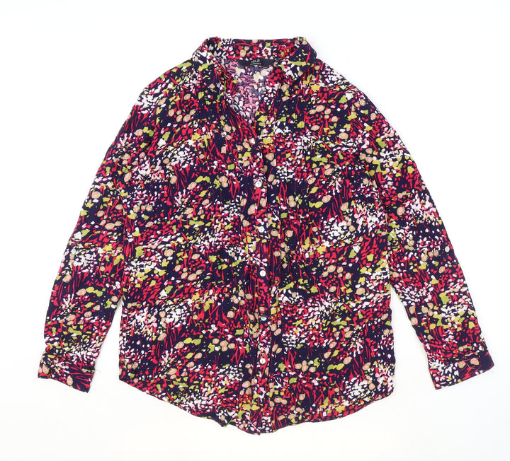 ISLE Womens Multicoloured Geometric Viscose Basic Button-Up Size 10 Collared