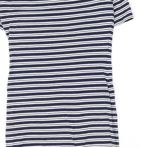 Very Womens Blue Striped Cotton Pencil Dress Size 12 Off the Shoulder Pullover