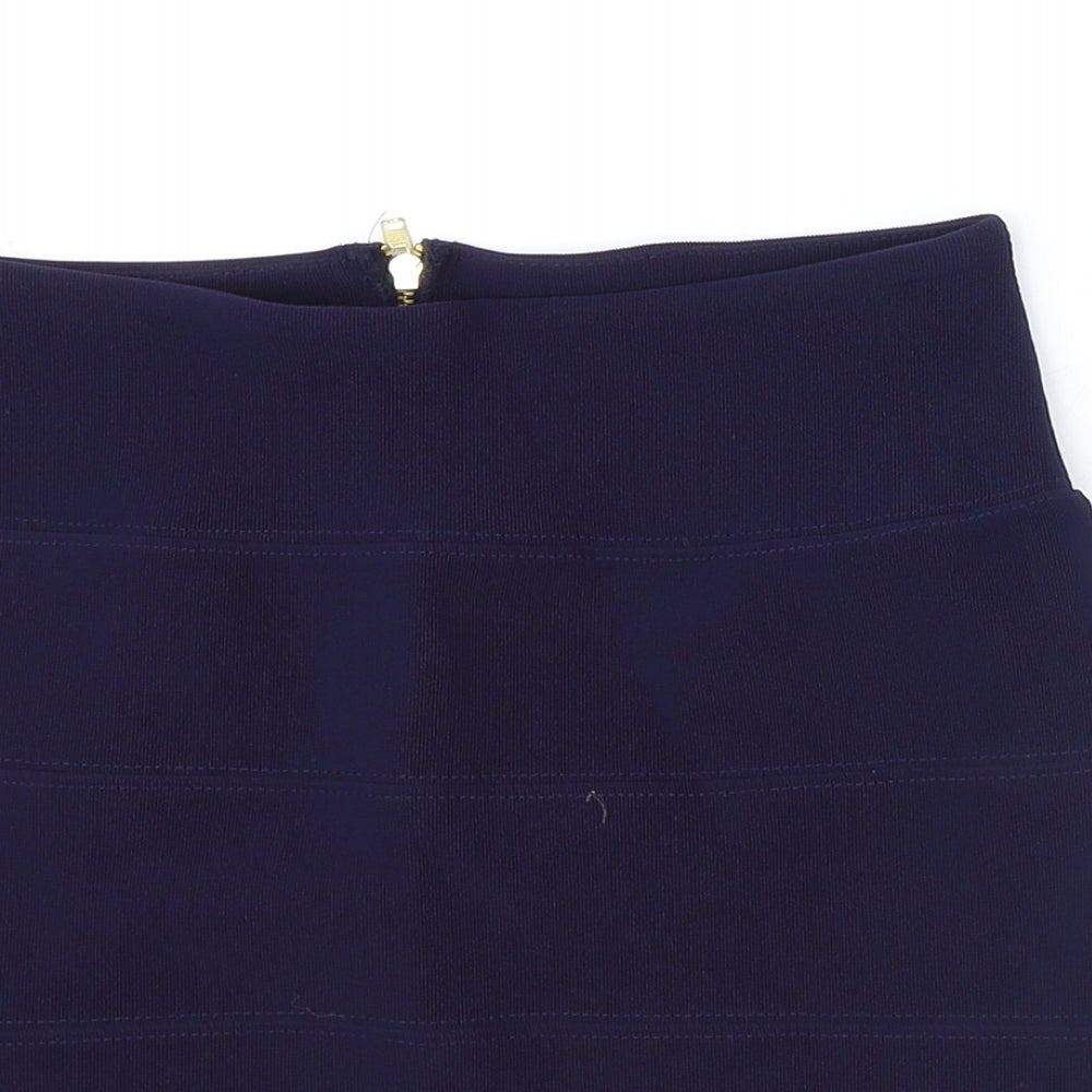 Topshop Womens Blue Polyester Bandage Skirt Size 10 Zip