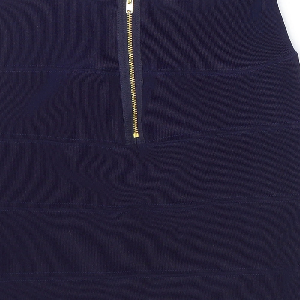 Topshop Womens Blue Polyester Bandage Skirt Size 10 Zip