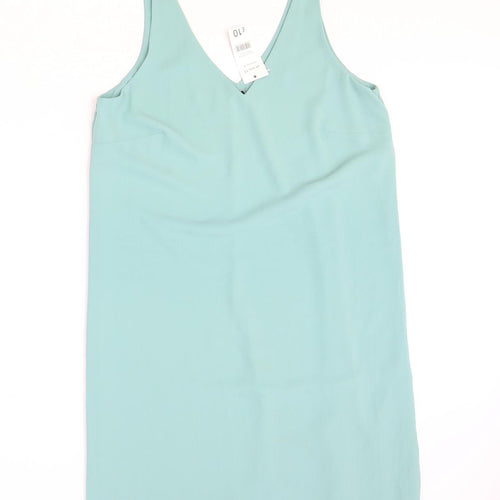 George Womens Blue Polyester Tank Dress Size 12 V-Neck Pullover