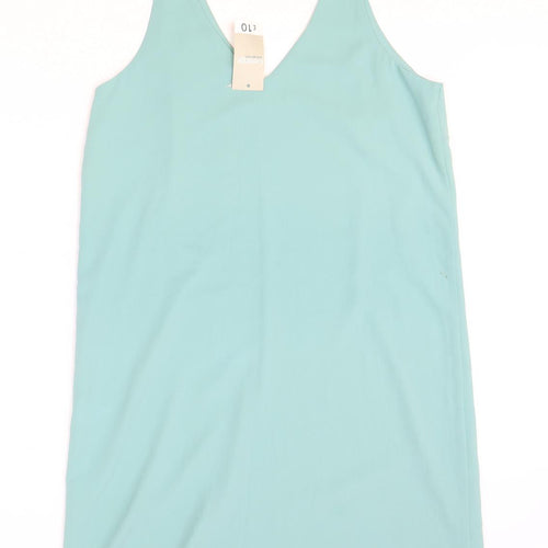 George Womens Blue Polyester Tank Dress Size 12 V-Neck Pullover
