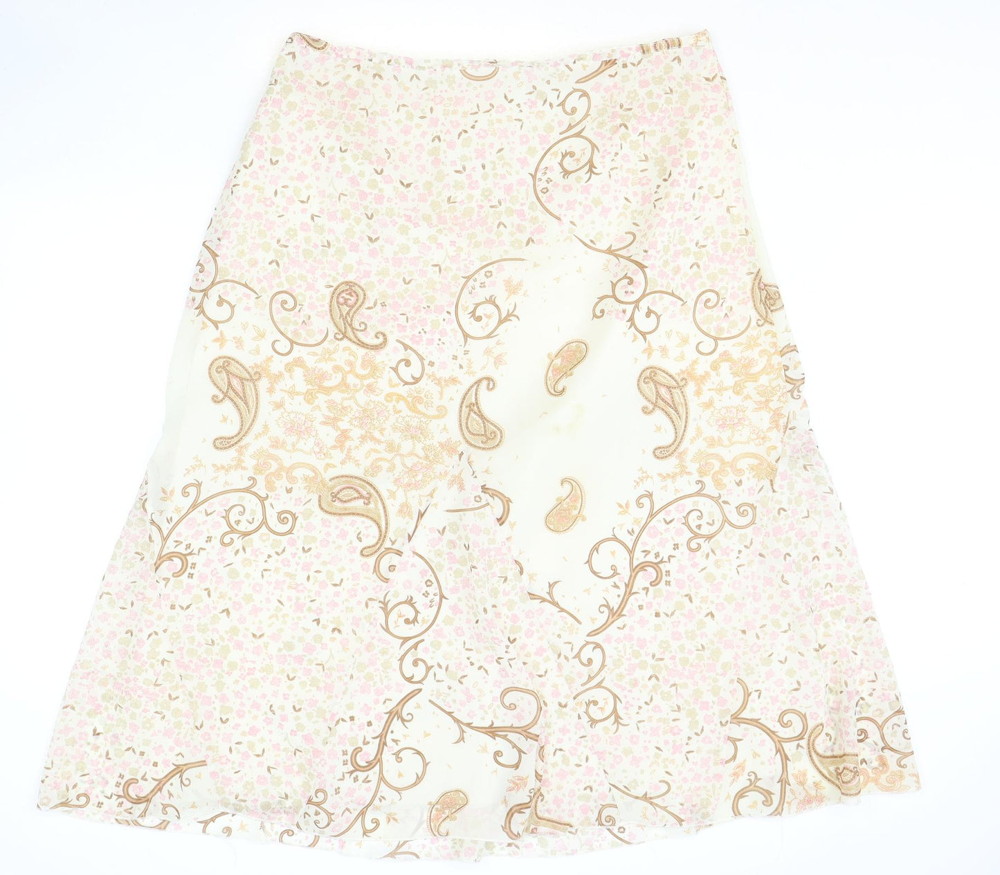 Collections Womens Beige Geometric Polyester A-Line Skirt Size 24 Zip