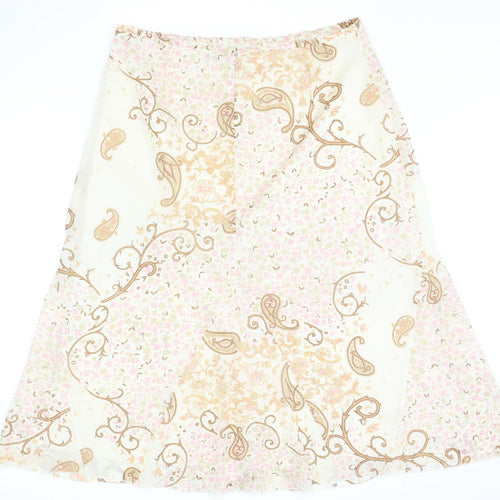 Collections Womens Beige Geometric Polyester A-Line Skirt Size 24 Zip