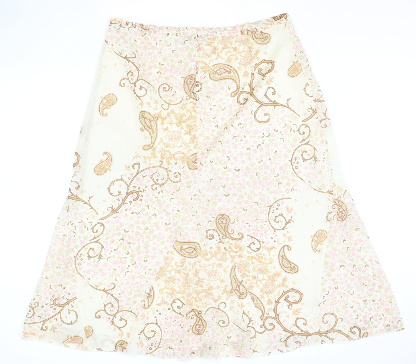 Collections Womens Beige Geometric Polyester A-Line Skirt Size 24 Zip