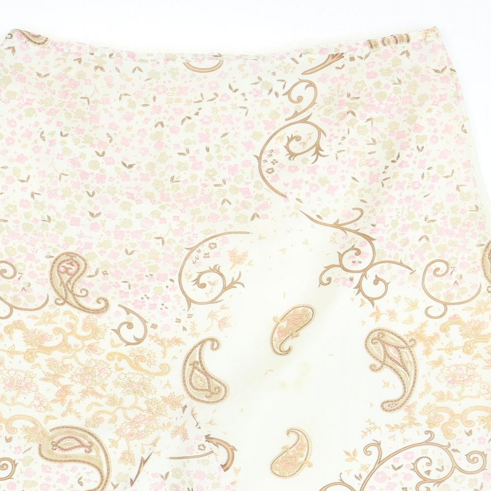 Collections Womens Beige Geometric Polyester A-Line Skirt Size 24 Zip