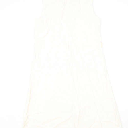 H&M Womens Beige Viscose Shirt Dress Size 8 V-Neck Button