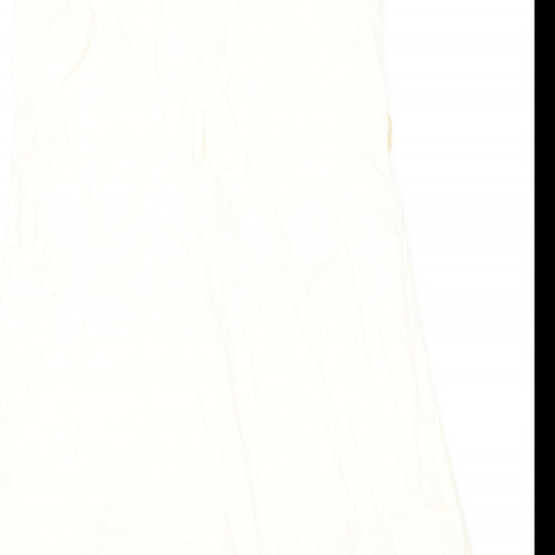 H&M Womens Beige Viscose Shirt Dress Size 8 V-Neck Button