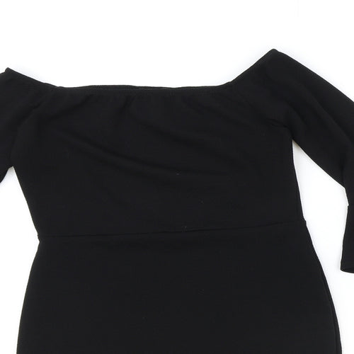 PRETTYLITTLETHING Womens Black Polyester A-Line Size 10 Boat Neck Pullover