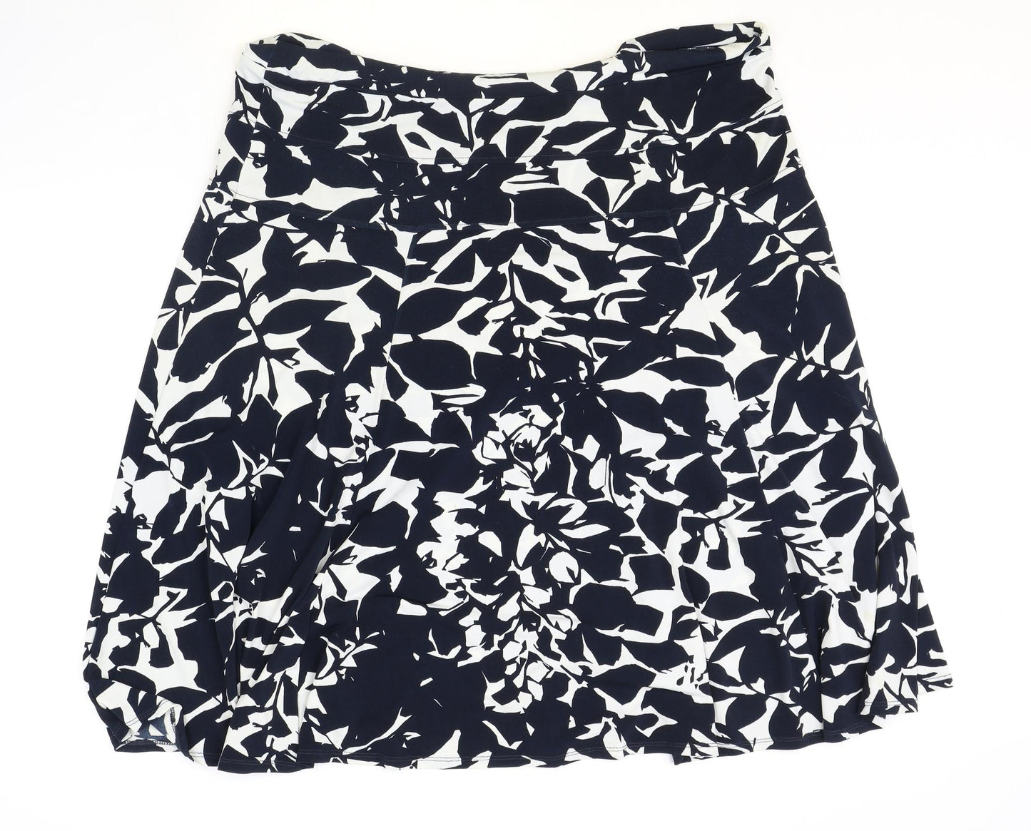 Marks and Spencer Womens Black Floral Polyester A-Line Skirt Size 20