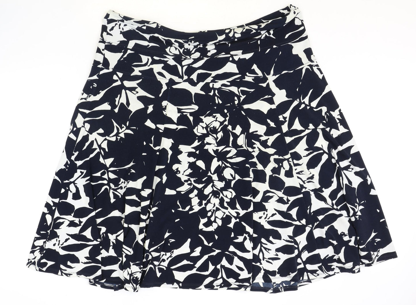 Marks and Spencer Womens Black Floral Polyester A-Line Skirt Size 20
