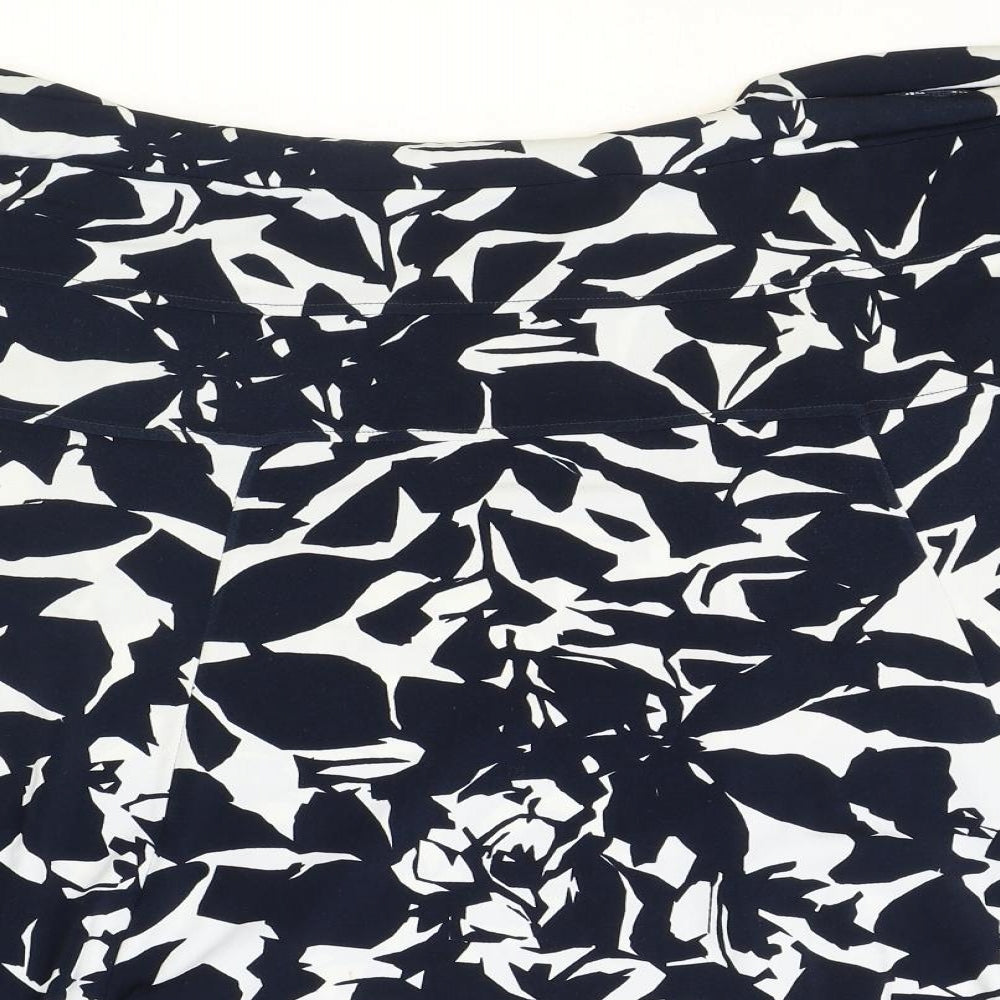Marks and Spencer Womens Black Floral Polyester A-Line Skirt Size 20