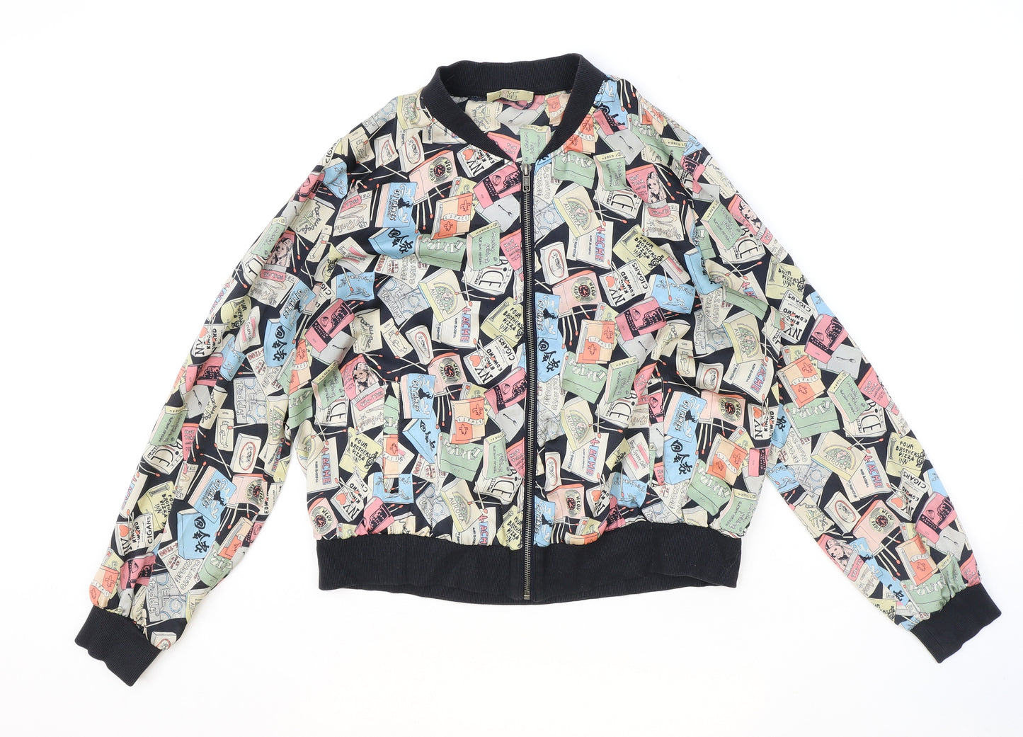 Love Label Womens Multicoloured Geometric Bomber Jacket Jacket Size 16 Zip