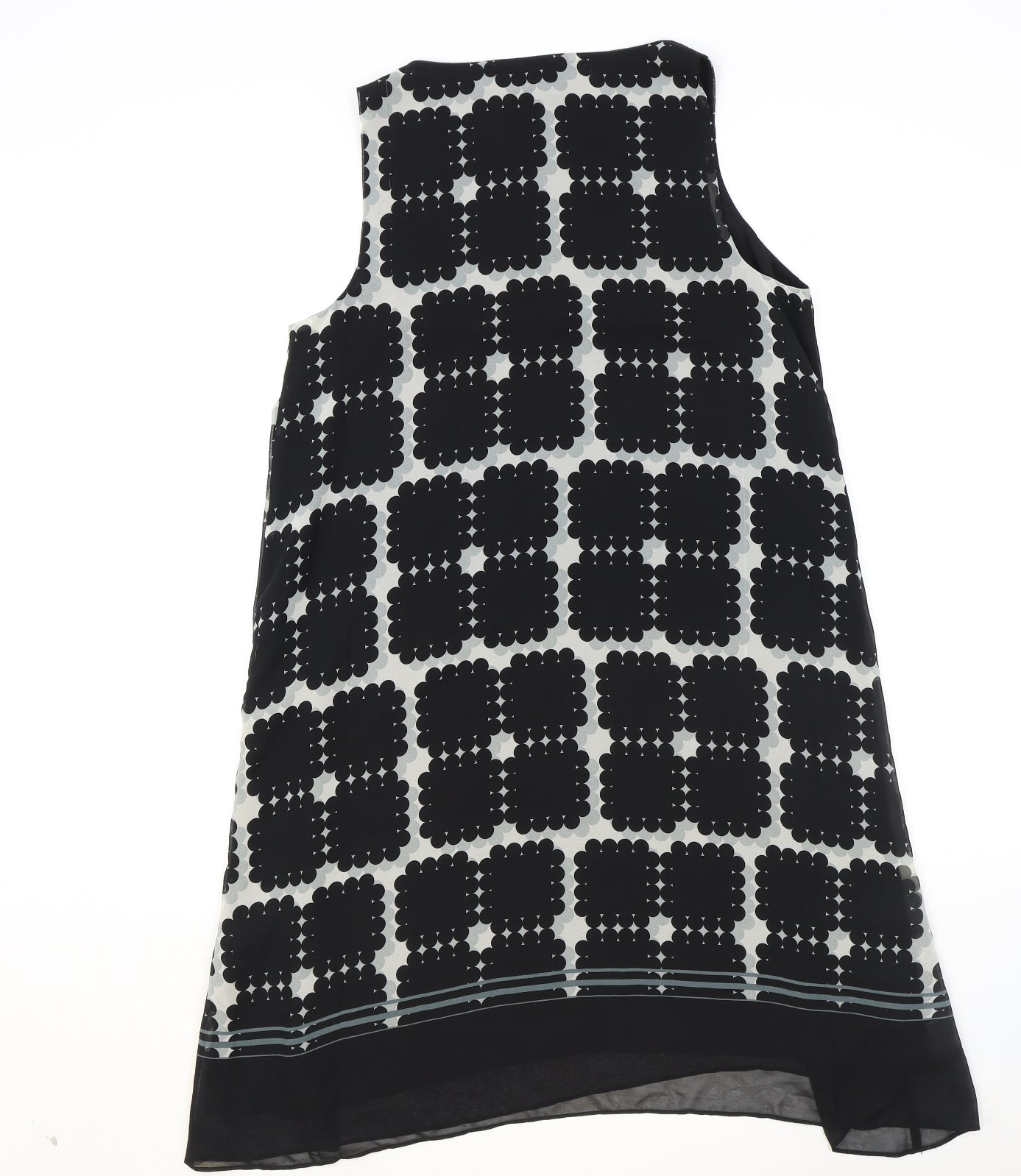Max Studio Womens Black Geometric Polyester Tank Dress Size S Square Neck Pullover